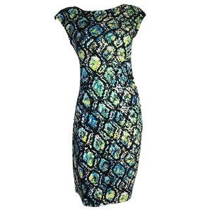 Apt 9 Dress Womens Size S Small Blue Green Snake Print Pullover Ruched Side